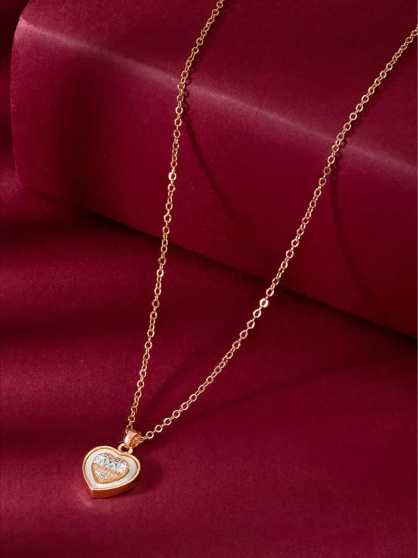 Modern Heart CZ Pendant Set