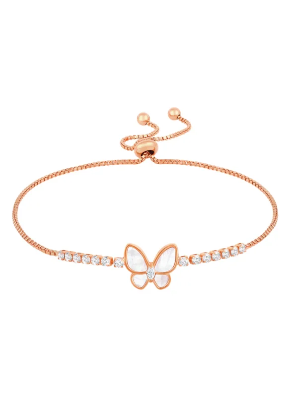 Butterfly Dreams Mother of Pearl Adjustable CZ Bracelet - Image 3