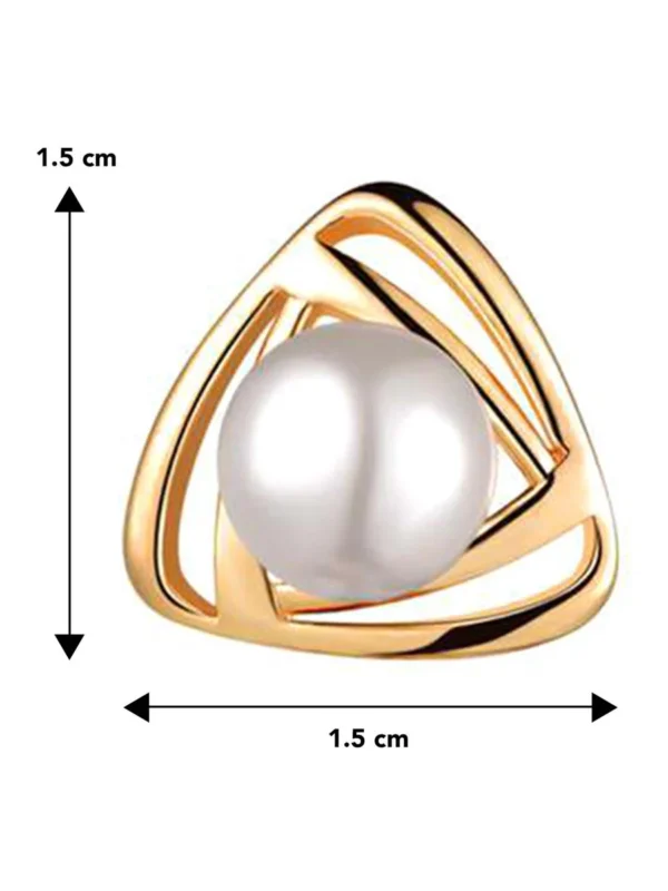 Chic Geometry Pearl Triangle Stud Earrings - Image 3